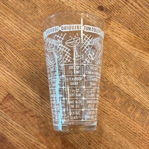 Vintage Cocktail Recipe Glass with White Print